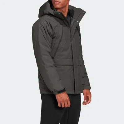 Adidas Originals Adidas Outdoor Sports Hooded Down Jacket Brown In Black