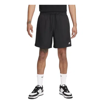 Nike Club Straight-leg Logo-embroidered Cotton-jersey Drawstring Shorts In Black