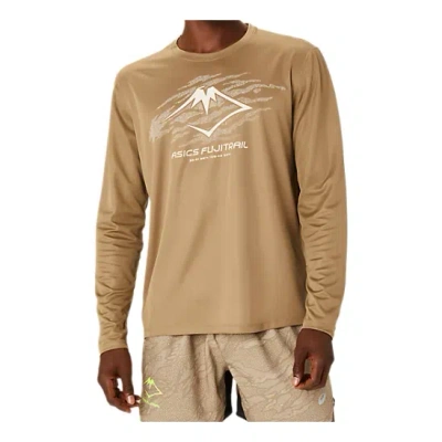 Asics Fujitrail Logo Long Sleeve Running T-shirt In Pepper/feather Grey/oatmeal, Men's At Urban Outfitters