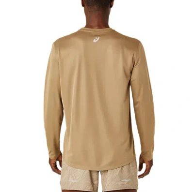 Asics Fujitrail Logo Long Sleeve Running T-shirt In Pepper/feather Grey/oatmeal, Men's At Urban Outfitters