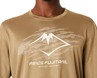 Asics Fujitrail Logo Long Sleeve Running T-shirt In Pepper/feather Grey/oatmeal, Men's At Urban Outfitters