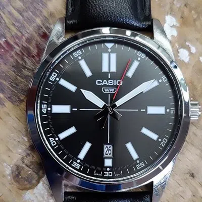 Casio Dress Pointer Display Analog Watch 'black Silver White'