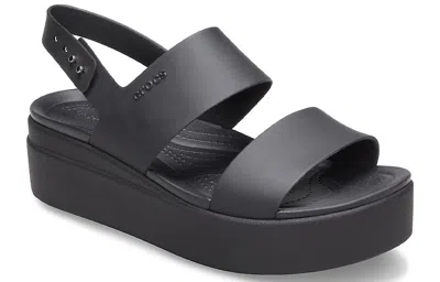 Crocs Brooklyn Low Wedge In Black/black