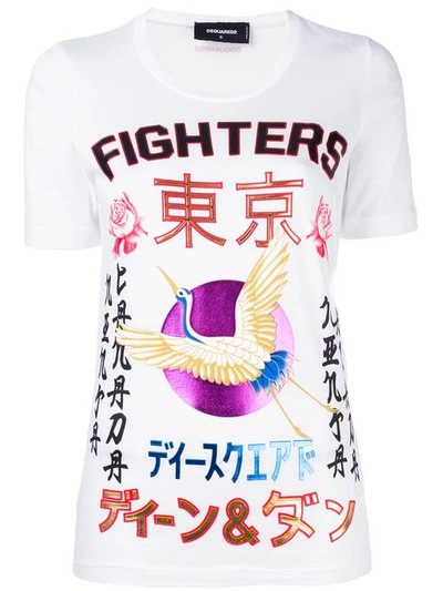 Dsquared2 'fighters' Crane Kanji T In White