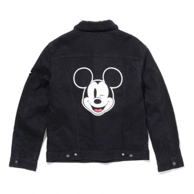 To Be Defined Men's Levis X Mickey Crossover Mickey Mouse Series Lamb's Wool Denim Jacket Black