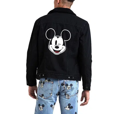 To Be Defined Men's Levis X Mickey Crossover Mickey Mouse Series Lamb's Wool Denim Jacket Black