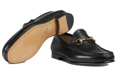 Gucci Jordaan Horsebit Leather Loafers In Black