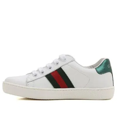 Gucci Women White Leather Ace Sneakers With Web Detail In White
