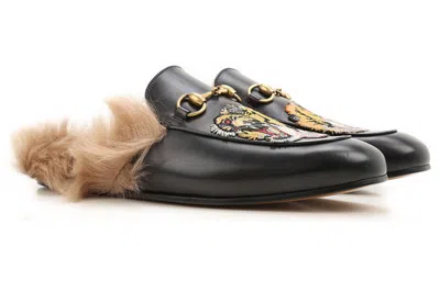 Gucci Princetown With Tiger Appliqueleather 'black'