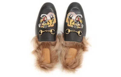 Gucci Princetown With Tiger Appliqueleather 'black'