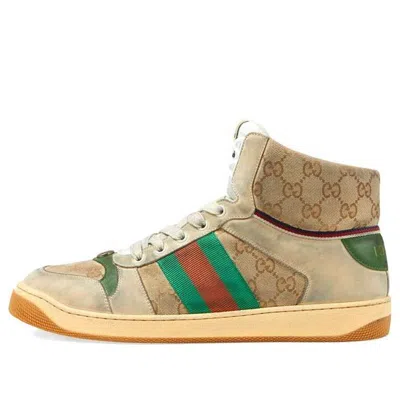 Gucci Screener Gg High 'off-white' In Brown