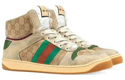 Gucci Screener Gg High 'off-white' In Brown