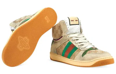 Gucci Screener Gg High 'off-white' In Brown