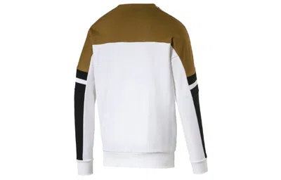 Puma Logo Printing Colorblock Round Neck White In Brown