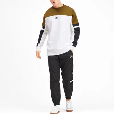 Puma Logo Printing Colorblock Round Neck White In Brown