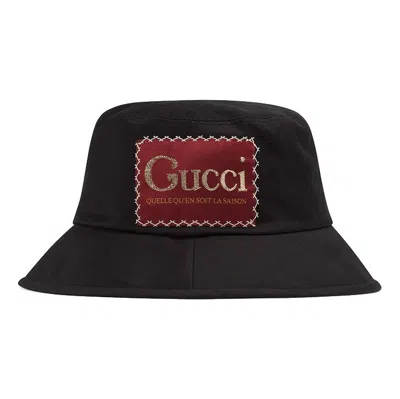 Gucci Cotton Bucket Hat With  Label 'black'