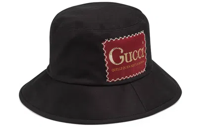 Gucci Cotton Bucket Hat With  Label 'black'