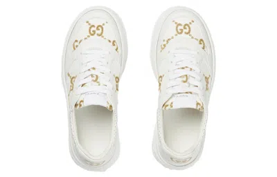Gucci Gg Panelled Leather Sneakers In White