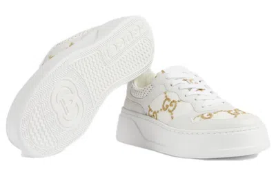 Gucci Gg Panelled Leather Sneakers In White
