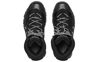 Gucci Mesh Panelled Lace-up Boots In Black