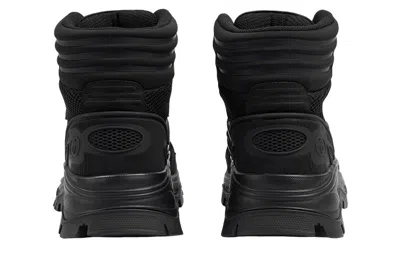Gucci Mesh Panelled Lace-up Boots In Black