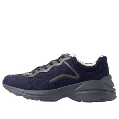 Gucci Men's Rhyton Gg Sneakers In Navy | ModeSens