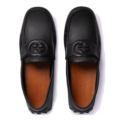 Gucci Leather Driver Shoes 'black' In Black