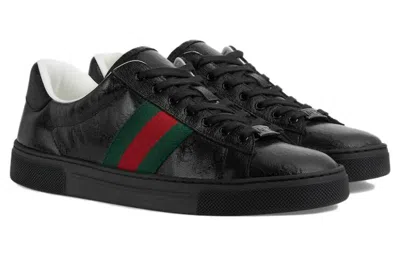 Gucci (wmns)  Ace Sneaker With Web 'black Gg Crystal Canvas'