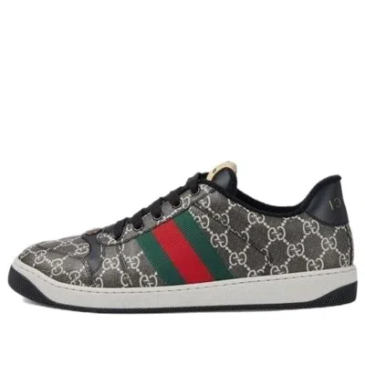 Gucci Men's Screener Gg Canvas Low-top Sneakers With Web In Black