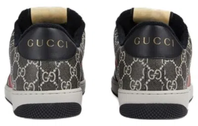 Gucci Men's Screener Gg Canvas Low-top Sneakers With Web In Black