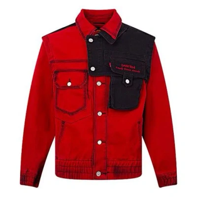 To Be Defined Men's Levis X Feng Chen Wang Crossover Multiple Pockets Casual Red Jacket