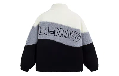 Li-ning Embroidered Color Block Polar Fleece Jacket 'multi-color' In Gray