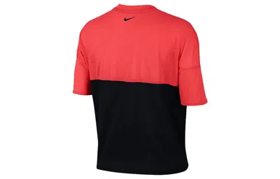 Nike (wmns)  Retro Tailwind Mesh Breathable Colorblock Sports Short Sleeve 'red Black' In Multi