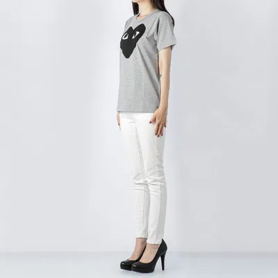 Comme Des Garçons Play (wmns) Comme Des Garcons Play Heart Logo Tee 'grey Black' In Gray