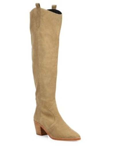 Rebecca Minkoff Lizelle Tall Suede Point-toe Boots In Taupe