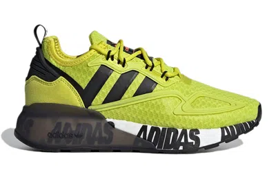 Adidas Originals (gs) Adidas Zx 2k Boost J 'bold Logo Graphic - Acid Yellow' In Green