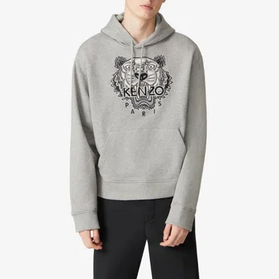 Kenzo Men's  Fw20 Tiger Head Embroidered Cotton Pearl Gray