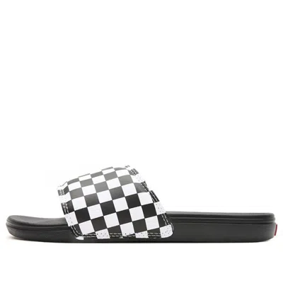 Vans La Costa Va5hf527i Slide Slippers Mens 7 Black White Checkered Nubuck Strap In Black