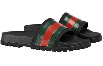 Gucci Pantoletten Mit Webdetail In Black