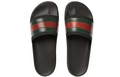 Gucci Pantoletten Mit Webdetail In Black