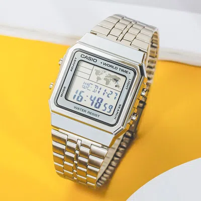 Casio Standard Classical Vintage Waterproof Unisex Mens Silver Digital In Metallic