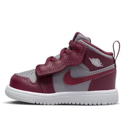 Air Jordan (td)  1 Mid ""team Red Grey' In Burgundy