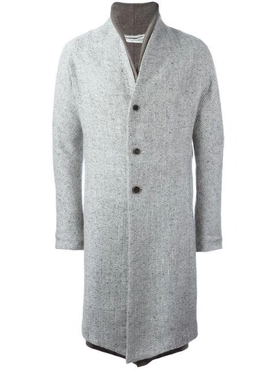 Shop Individual Sentiments Double Lapel Coat In Grey