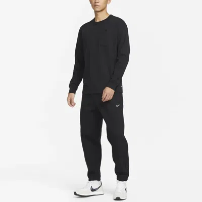 Nike Casual Sports Logo Solid Color Bundle Feet Pants Black