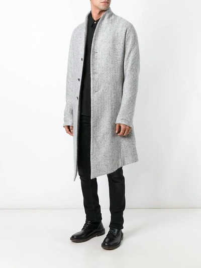 Shop Individual Sentiments Double Lapel Coat In Grey