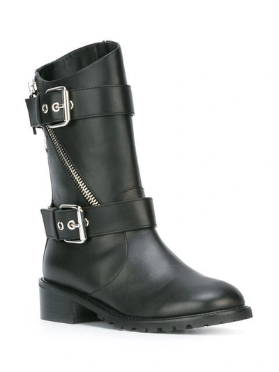 Shop Giuseppe Zanotti Buckle Strap Mid-calf Boots In Black