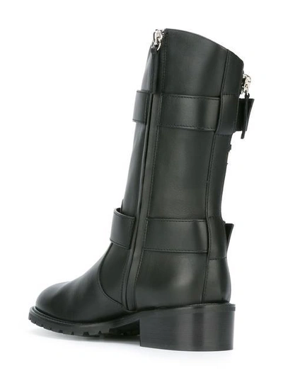 Shop Giuseppe Zanotti Buckle Strap Mid-calf Boots In Black