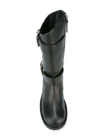 Shop Giuseppe Zanotti Buckle Strap Mid-calf Boots In Black
