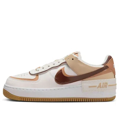 Nike White & Brown Air Force 1 Shadow Sneakers In White