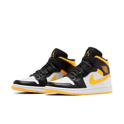 Air Jordan (wmns)  1 Mid Se 'white Laser Orange' In Black